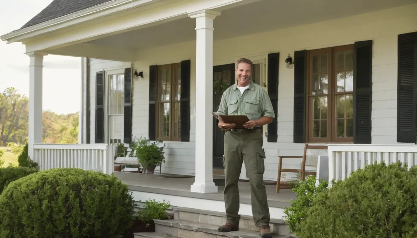 Friendly pest control provider talking with a homeowner at the door of a house in Bryn Athyn